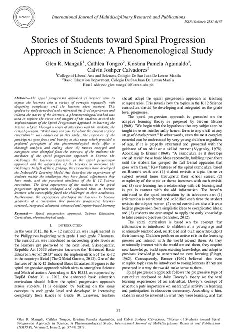 Stories of Students toward Spiral Progression Approach in .